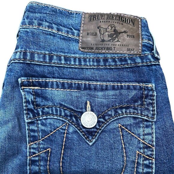 TRUE Religion Jean Shorts Size 34 RICKY BIG T Blue - Picture 5 of 5